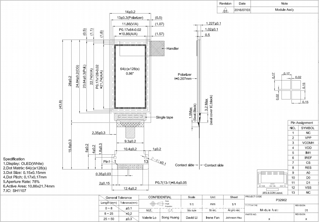 0.96-inch Portrait OLED Display Module - product image 4